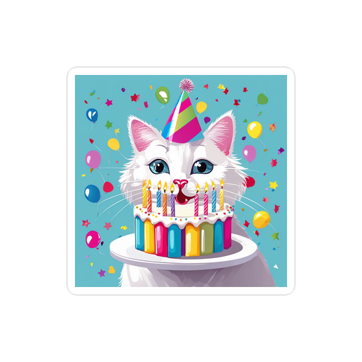 PugMug Custom White Companion Cat Sticker