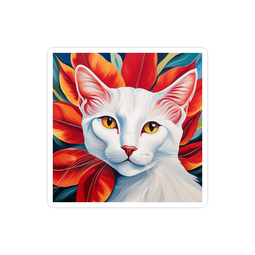 PugMug Custom White Companion Cat Sticker