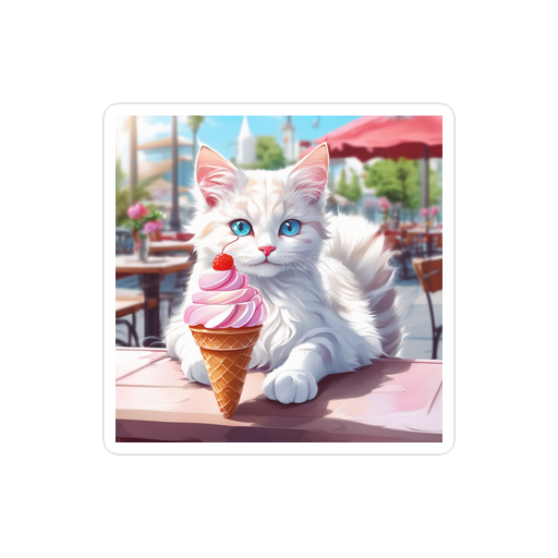 PugMug Custom White Companion Cat Sticker