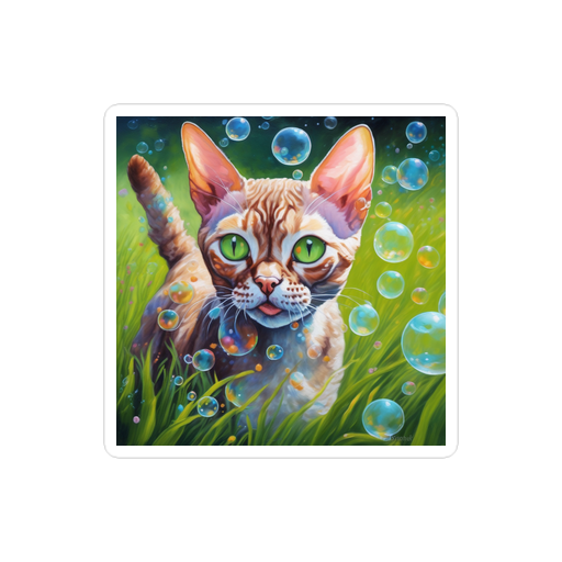 PugMug Custom Tabby Devon Rex Cat Sticker