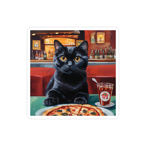 PugMug Custom Black Scottish Fold Cat Sticker