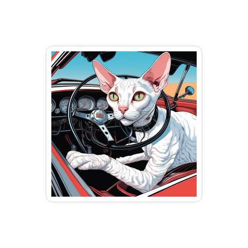 PugMug Custom White Devon Rex Cat Sticker