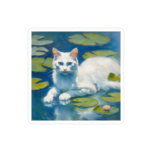 PugMug Custom White Companion Cat Sticker