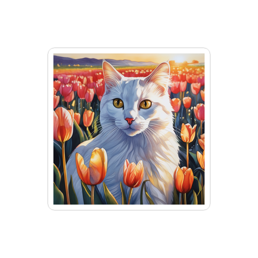 PugMug Custom White Companion Cat Sticker