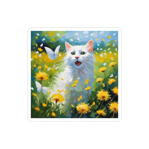 PugMug Custom White Companion Cat Sticker