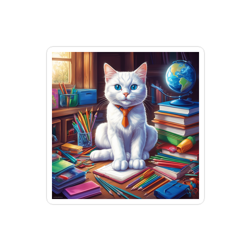 PugMug Custom White Companion Cat Sticker