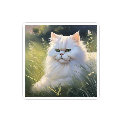 PugMug Custom White Persian Cat Sticker