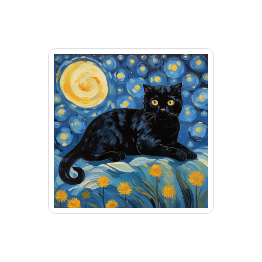 PugMug Custom Black Scottish Fold Cat Sticker