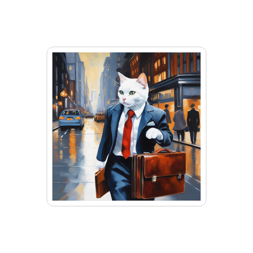 PugMug Custom White Companion Cat Sticker