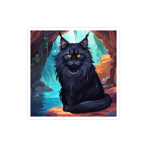 PugMug Custom Black Maine Coon Cat Sticker