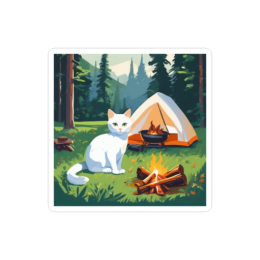 PugMug Custom White Companion Cat Sticker