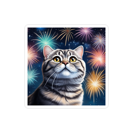 PugMug Custom Tabby Scottish Fold Cat Sticker