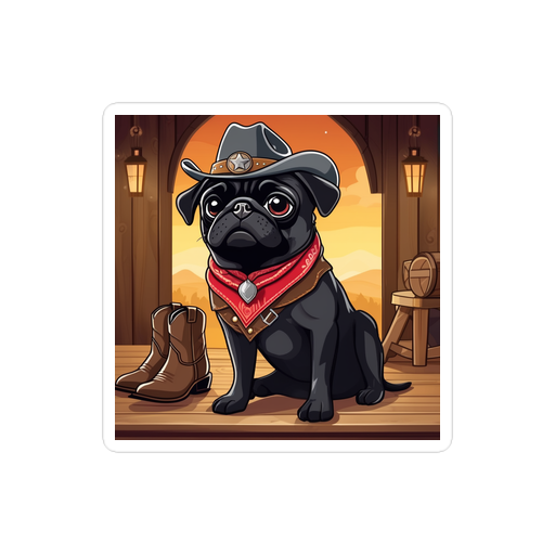 PugMug Custom Black Pug Sticker