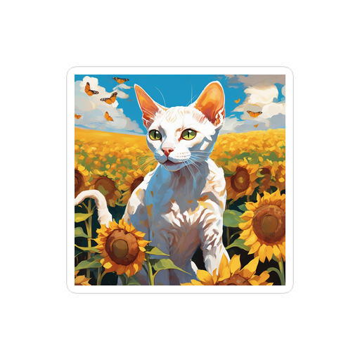 PugMug Custom White Devon Rex Cat Sticker