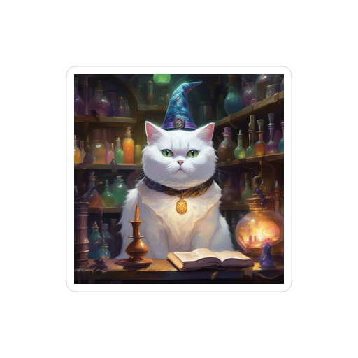 PugMug Custom White British Shorthair Cat Sticker