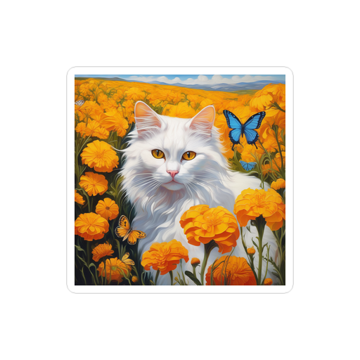 PugMug Custom White Companion Cat Sticker