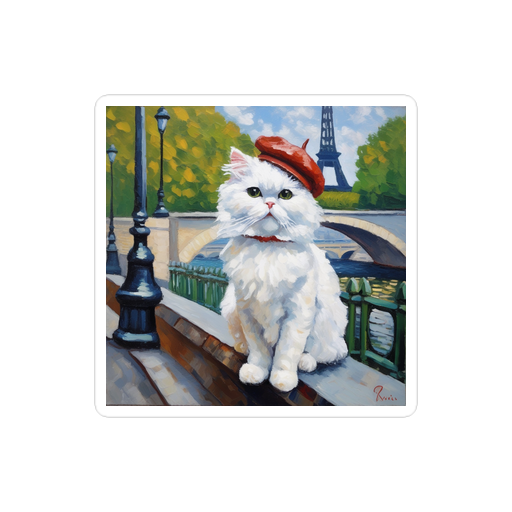 PugMug Custom White Persian Cat Sticker