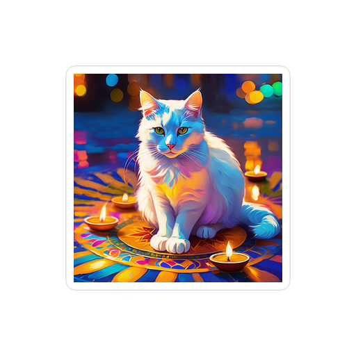 PugMug Custom White Companion Cat Sticker