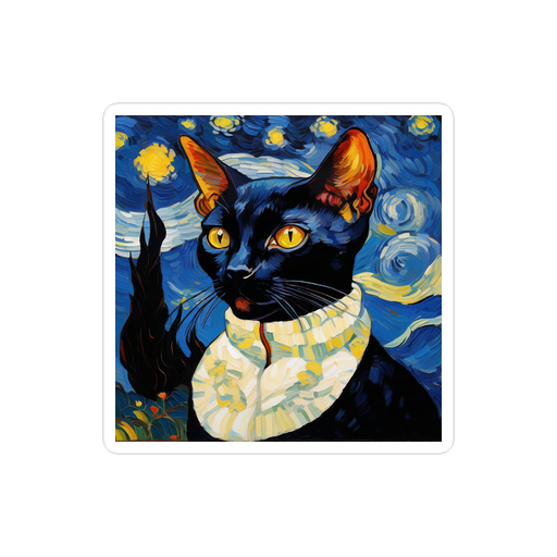 PugMug Custom Black Devon Rex Cat Sticker