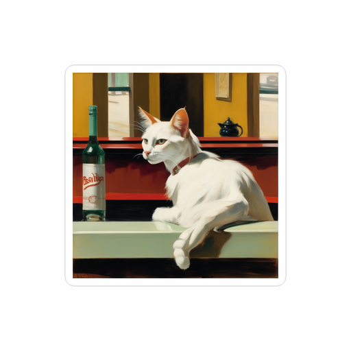 PugMug Custom White Companion Cat Sticker