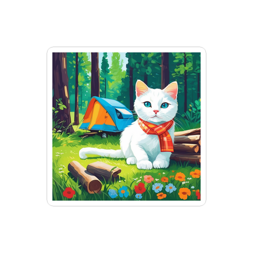 PugMug Custom White Companion Cat Sticker