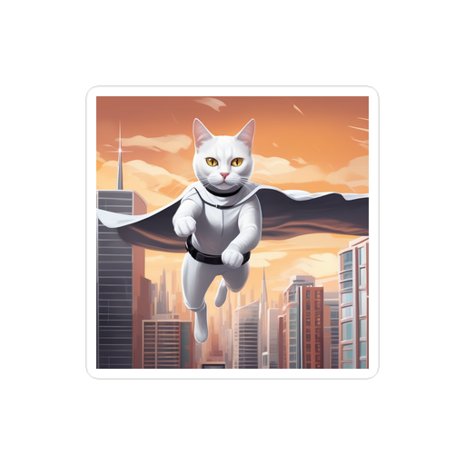 PugMug Custom White Companion Cat Sticker