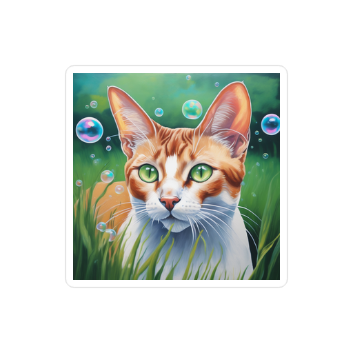 PugMug Custom White Abyssinian Cat Sticker