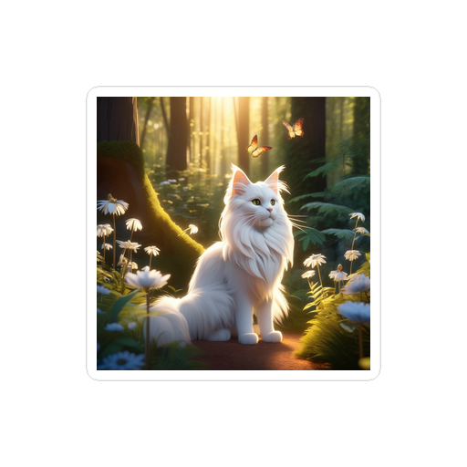 PugMug Custom White Maine Coon Cat Sticker