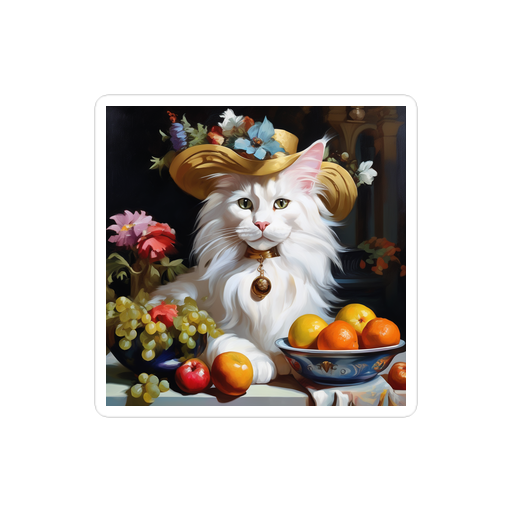PugMug Custom White Maine Coon Cat Sticker