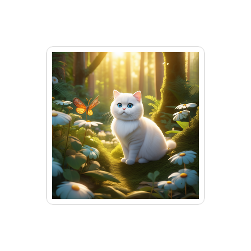 PugMug Custom White Scottish Fold Cat Sticker