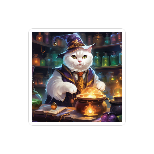 PugMug Custom White Scottish Fold Cat Sticker