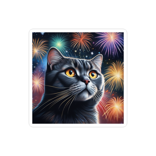 PugMug Custom Black Scottish Fold Cat Sticker