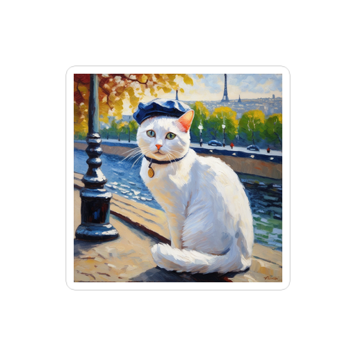 PugMug Custom White Companion Cat Sticker