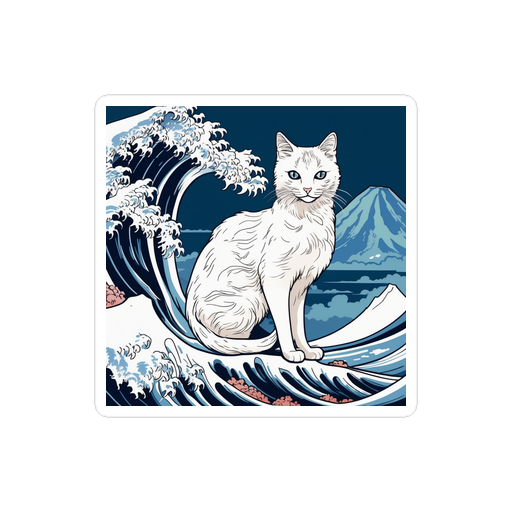 PugMug Custom White Companion Cat Sticker