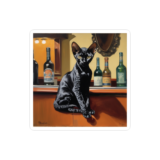 PugMug Custom Black Devon Rex Cat Sticker