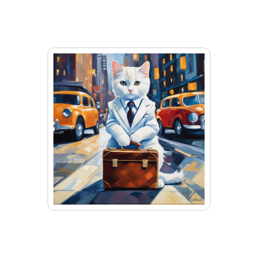 PugMug Custom White Companion Cat Sticker