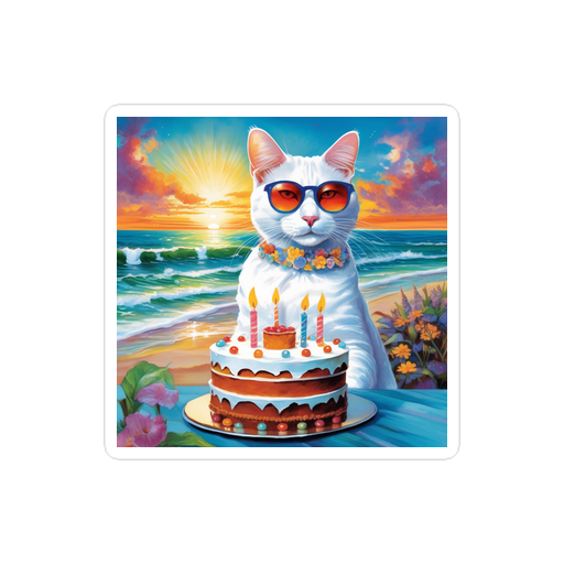 PugMug Custom White Companion Cat Sticker