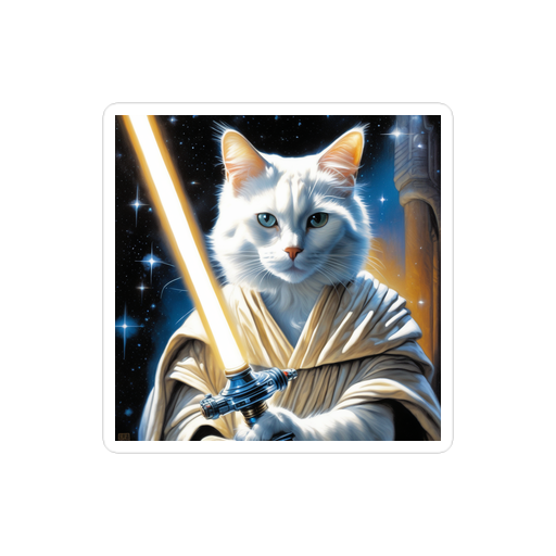 PugMug Custom White Companion Cat Sticker