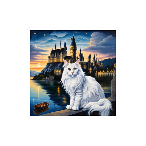 PugMug Custom White Maine Coon Cat Sticker