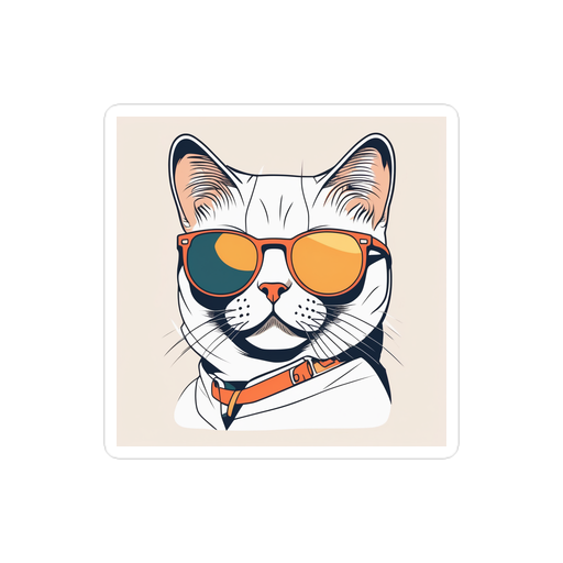 PugMug Custom White British Shorthair Cat Sticker