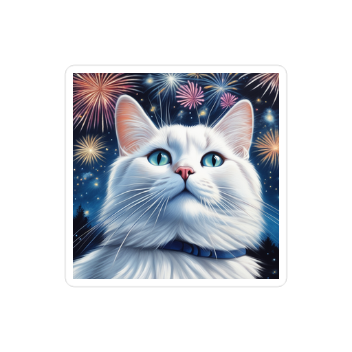 PugMug Custom White Companion Cat Sticker