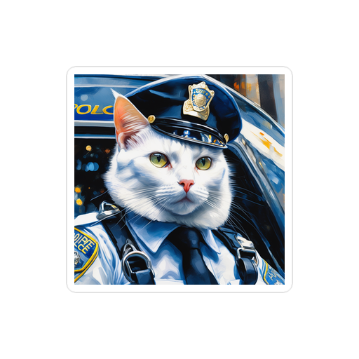 PugMug Custom White Companion Cat Sticker