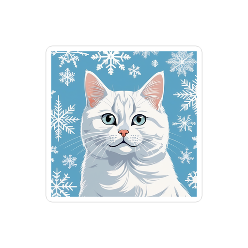 PugMug Custom White British Shorthair Cat Sticker