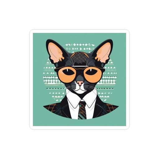 PugMug Custom Black Devon Rex Cat Sticker