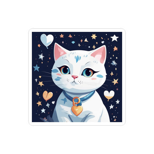 PugMug Custom White Companion Cat Sticker