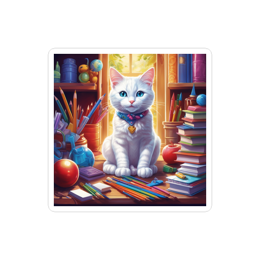 PugMug Custom White Companion Cat Sticker