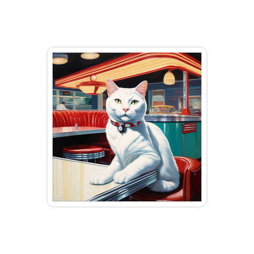 PugMug Custom White Companion Cat Sticker