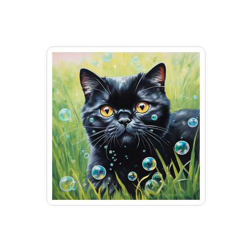 PugMug Custom Black Scottish Fold Cat Sticker
