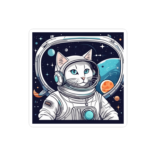 PugMug Custom White Companion Cat Sticker