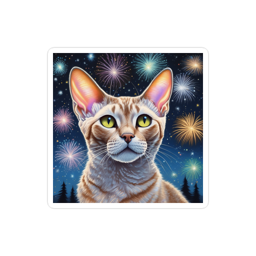 PugMug Custom Tabby Devon Rex Cat Sticker